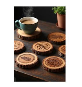 Traditional Wooden Coaster Set of 4 Pieces for Drink <b>Felt</b> Wood Coasters Set Export Quality Made In India - Product Image 3