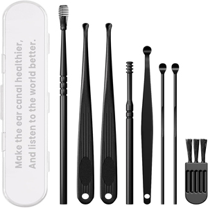 Top Selling Complete 8-Piece Ear Pick Earwax Removal Kit Ear Cleansing <b>Tools</b> with Curette Cleaning Brush and <b>Storage</b> <b>Box</b> - Product Image 1