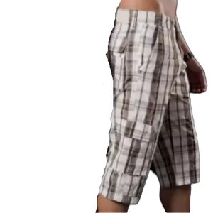 Short à carreaux réglable personnalisé de haute qualité pour hommes vêtements de nuit durables séchage rapide sueur résistant aux taches Nylon/coton taille élastique - Product Image 1