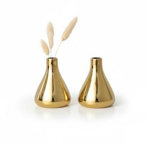 Juego de 2 Jarrones de Flores de Metal Chapado en Oro de Lujo, Mini Jarrones Dorados para Decoración del Hogar, Decoración Elegante para Mesa, Regalo - Product Image 1