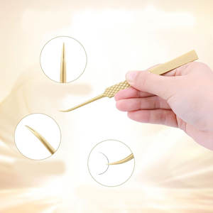 Pinzas de pestañas personalizadas de etiqueta privada puntas de fibra empuñaduras de diamante pinzas de pestañas de punta de fibra de volumen recto para damas - Product Image 6