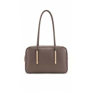 Borsa a Spalla Strutturata in Vera Pelle Dollaro con Catena e Chiusura a Cerniera, Made in Italy - Product Image 3
