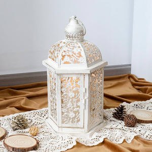 Luxurious Decoration Black Color Antique Finished Handmade Metal And Glass <b>Candle</b> <b>Lantern</b> For Garden Indoor <b>Outdoor</b> Supplies - Product Image 4