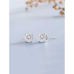 Pendientes de tuerca de solitario con aspecto de diamante americano de grado AAA de 1 quilate, joyería fina de plata 925 - Product Image 3