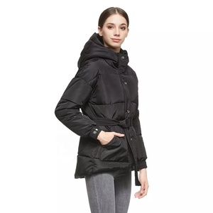 Vestes d'hiver à capuche pour femmes Manteau rembourré Manteaux bouffants imperméables avec ceinture amovible Veste - Product Image 5