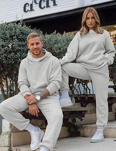 ชุดเสื้อสเวตเตอร์มีฮู้ดสีเทาสำหรับผู้ชาย กางเกงจ็อกเกอร์ ชุดลำลอง ระบายอากาศได้ดี เอวยางยืด ชุดวอร์มสำหรับฤดูใบไม้ร่วง - Product Image 3