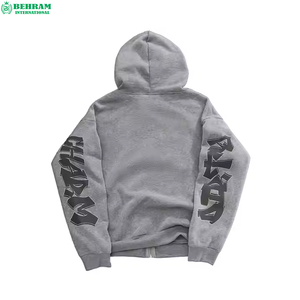 Hoodie unisexe à fermeture éclair, coupe classique, design personnalisé, impression 3D en mousse gonflée, fermeture éclair délavée, 100% coton molletonné/french terry - Product Image 2