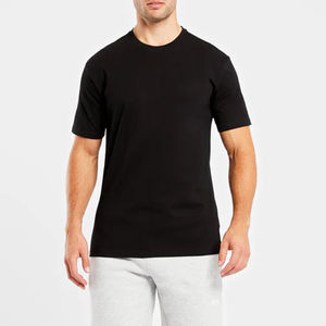 Camisetas de algodón de color sólido para hombre, camisetas informales de manga corta con cuello redondo, nuevo Otoño, camisetas informales de algodón 100% para hombre - Product Image 1