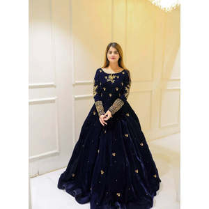 Vestido Maxi Azul Marino Hecho a Mano para Mujer, Elegante Estilo de Fiesta con Lentejuelas y Pedrería, Cintura Imperio, Talla XS - Product Image 5