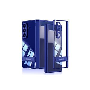 Étui bleu marine pour Galaxy Z Fold 7 avec support Lego de luxe, coque transparente en silicone anti-traces de doigts, modèle SE - Product Image 1