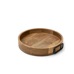 Bandeja para servir aperitivos de madera al por mayor bandeja para servir comida de madera rústica mango de metal - Product Image 1