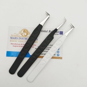Professionnel meilleur métal incurvé volume pointu personnalisé en acier inoxydable extension de cils pince à épiler cils pince à épiler pochette durable - Product Image 3