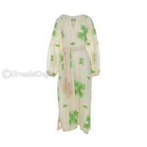 ชุดแม็กซี่เดรสยาวพิมพ์ลายผู้หญิงอินเดีย แขนกว้างพร้อมข้อมือยืดหยุ่น เข็มขัดเอวที่ถอดออกได้ คอวี - Product Image 6