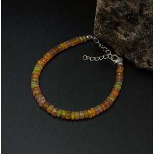 Ethiopian Fire Opal 925 Sterling <b>Silver</b> <b>Bracelet</b> Gold Plated Number Pattern with Pearl Beads for Party or Gift - Product Image 4
