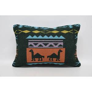 Almohada de lana púrpura de 16x24 pulgadas, cojín decorativo de tejido suave con patrón de flores geométrico tradicional y Vintage para uso en el suelo - Product Image 1