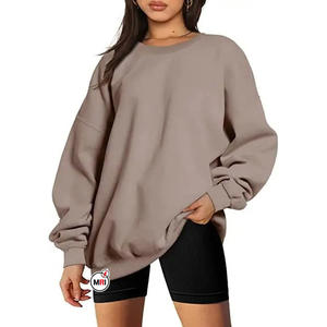 Ropa deportiva de talla grande con estampado de algodón cómoda transpirable personalizada para adultos, forro polar de invierno, cuello redondo, hombros caídos, forro sólido - Product Image 1