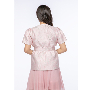 Tout nouveau OEM ODM décontracté fête fille vêtements col en v manches courtes chemise veste logo personnalisé dos disponible fabrication en gros - Product Image 2