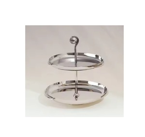 Decorative Hammered Gold Finish Luxury Iron Metal Cake Stand with Raised Base Designed Eco-Friendly Oven Safe Dessert Display - Product Image 1