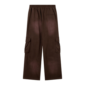 Oem Custom Logo Men Sweatpants Street Wear Acid Wash Fade Side Pockets Draw <b>Strings</b> Cargo Pants Straight Leg Sweatpants for Men - Product Image 2