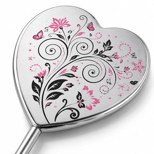 Heart Shaped Handheld <b>Mirror</b> Dual Sided Metal Frame Chrome Finish Floral Design Makeup <b>Mirror</b> - Product Image 6
