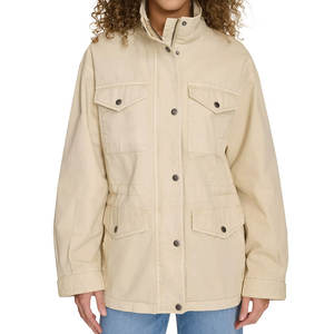 Chaqueta Cargo de Manga Larga con Cuello Alto Personalizada de Alta Calidad, Chaqueta Cargo Transpirable Rellena de Algodón para Mujer - Product Image 1