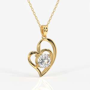 Pendentif en or 9 carats avec diamant de laboratoire taille ronde pour des cadeaux élégants - Product Image 3