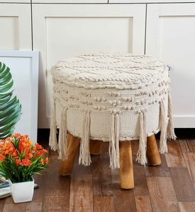 Tabouret en macramé fait main, meuble de salon 100% coton de qualité supérieure au prix de gros de l'Inde - Product Image 3