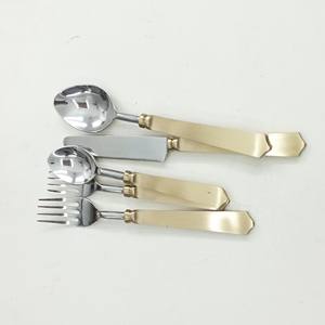 Best Quality Handmade <b>Antique</b> Brass Long Handle Handmade Cutlery Set with Natural Hand Polished Flatware - Product Image 3