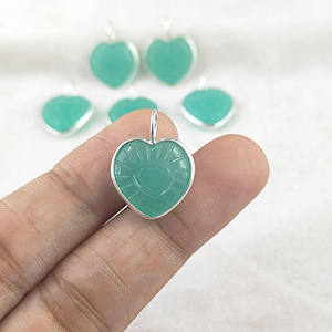 จี้พลอยคาลซิโดนีแกะสลักรูปหัวใจจี้925เงินเครื่องประดับสร้อยคอทำเครื่องประดับอินเดียขายส่ง - Product Image 4