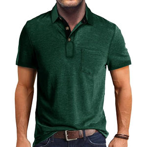 Polo de manga corta para hombre con cuello acanalado y ajuste a medida, ideal para uso diario, uniforme de oficina y logotipo bordado personalizado - Product Image 3
