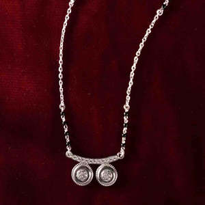 Compre un Mangalsutra de Plata Pura con Baño de Oro, Cadena de Perlas y Diamantes, Estilo Étnico Religioso, Regalo Perfecto para su Esposa - Product Image 2