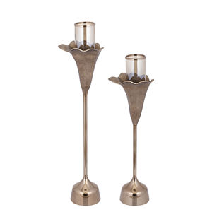 Bougeoirs en bronze coulé de haute qualité lanternes de fleurs de lumière de tempête pour les événements de luxe de Pâques et de Noël décorer - Product Image 4