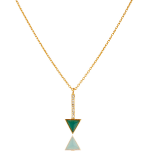 Collar de plata de ley 925 chapado en oro de 14k para mujer, conjunto de colgante de circonia de ónix verde con corte triangular, joyería al por mayor - Product Image 4