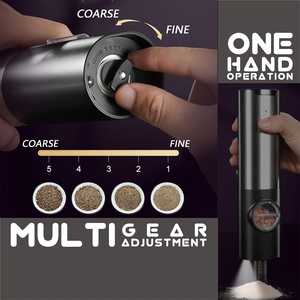 Ensemble de 2 moulins à sel et à poivre électriques en acier inoxydable, base rechargeable avec moulin réglable, qualité supérieure - Product Image 3