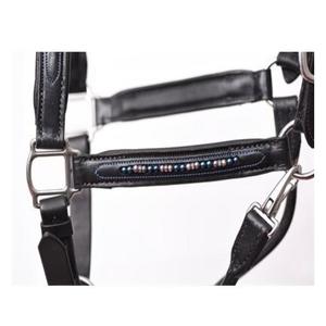 Halter de Carreras de Caballos de cuero de lujo Mega Bling decorativo Perla Azul personalizado con acolchado suave y doble costura todos los tamaños - Product Image 3