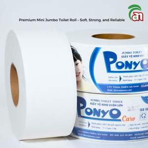 Rollo de papel higiénico de pulpa de madera virgen de 2 capas, ecológico, duradero, higiénico, tacto de terciopelo fuerte, Mini paquete Jumbo desechable - Product Image 3