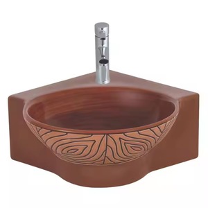 Magenta pink round table top <strong>basin</strong> luxury royal style countertop ceramic <strong>wash</strong> hand <strong>basin</strong> with <strong>golden</strong> design for bathroom use - Product Image 3