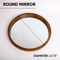 Miroir mural rustique avec cadre en bois décoratif - Couleur bois naturel - Taille personnalisable - Miroir suspendu pour chambre à coucher, salon - Forme ronde
