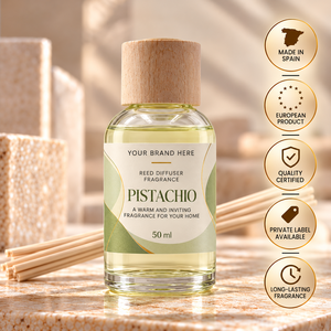 Diffusore di Fragranza al Pistacchio OEM 50ml |   Fragranza per la Casa Dolce e Gourmand |   Aroma Caldo e Duraturo |   Forniture per Diffusori di Fragranze con Etichetta Privata - Product Image 1