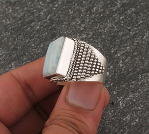 Bague solitaire classique bohème délicate en argent sterling 925 sertie de pierres précieuses turquoise taille brillant, faite à la main, pour femme, mariage - Product Image 5