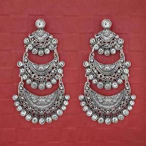 Jeweljunk 1314727 boucles d'oreilles pendantes en pierre autrichienne plaqué argent perle diamant or platine boucles d'oreilles pour les mariages fêtes - Product Image 1