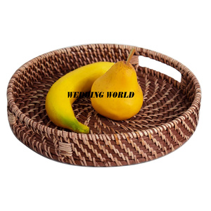 Bandeja de servicio de ratán elegante, plato de diseñador hecho a mano de excelente calidad, bandeja de servicio de ratán nueva elegante clásica - Product Image 1