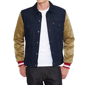 Veste d'université en denim satiné brodée à imprimé personnalisé veste d'hiver respirante à séchage rapide pour hommes veste de baseball universitaire pour hommes - Product Image 1
