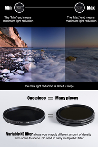 공장 OEM 가변 ND64-ND500 조절 가능한 중성 밀도 필터 6-9 스탑 멀티 코팅 캐논 니콘 소니 카메라 렌즈용 - Product Image 3