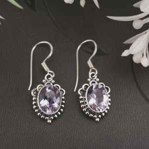 <b>Amethyst</b> <b>Earrings</b> Gold Plated 925 Sterling Silver Cute Design February Birthstone Gift for Women Anniversary Elegant - Product Image 1