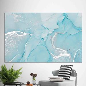 Elegant <b>Blue</b> Alcohol Ink <b>Canvas</b> Print: Silver Marble Home Art,WRAPPED <b>CANVAS</b> - Product Image 1