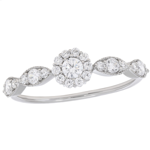 Anillo de compromiso de lujo de 0,45 quilates Lab Grown Diamond Halo para mujer disponible en oro y plata - Product Image 1