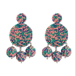 Nouveau fait à la main perlé broderie boucles d'oreilles goutte coloré léger à la mode unisexe pour chaque occasion tenue quotidienne Festivals cadeaux - Product Image 4