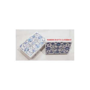 Low Quality Amazing White Marble With Blue Mother of Pearl Inlay Floral Art Jewelry <b>Box</b> for Wedding and Business Gifting - Product Image 1