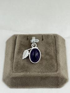 Pendentif en argent sterling 925 fait à la main avec pierre précieuse ovale en améthyste naturelle et motif de feuille | Élégant pendentif en pierre violette - Product Image 3